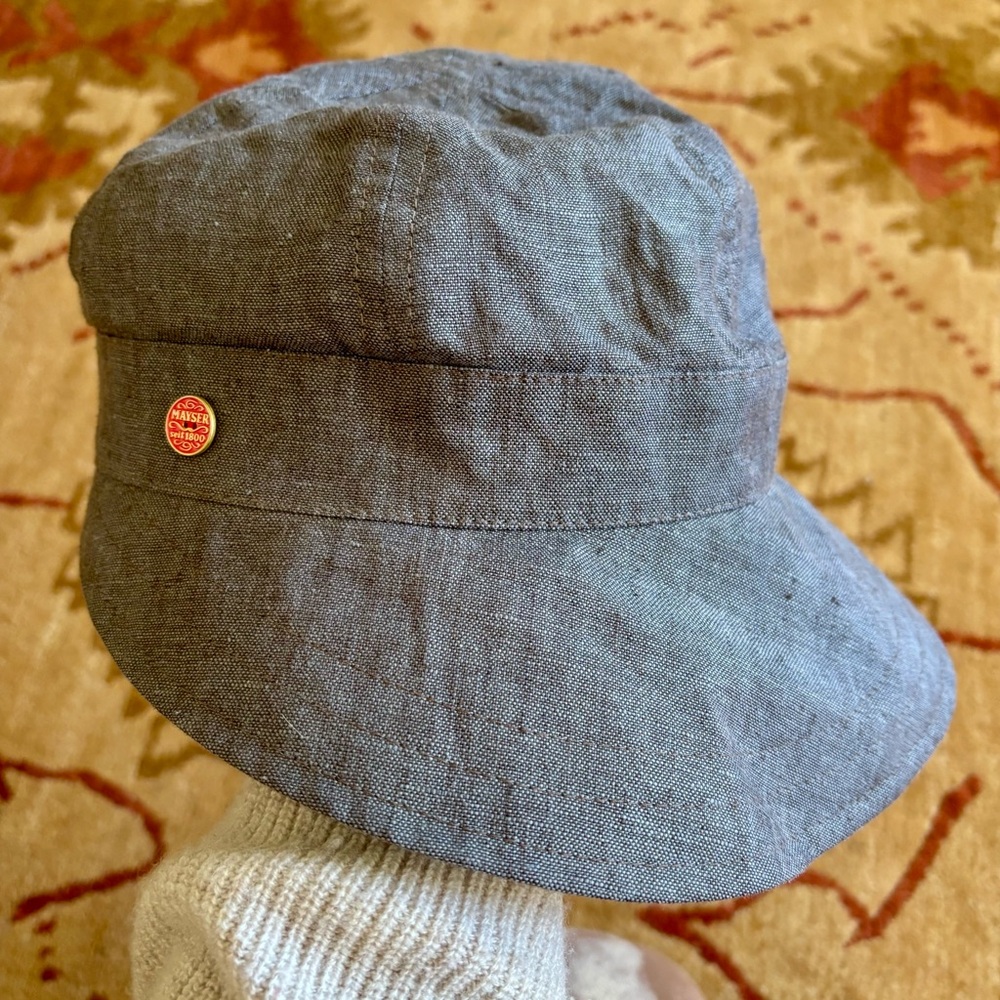 Mayser 100% linen hat cap women’s S made in Europe all natural tan light brown